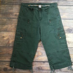 Zana Di Khaki Green Denim Cargo Capri
